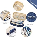 EASTHILL Big Capacity Pencil Case Linen Navy 9x20 cm Office School view 3