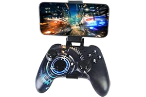 Wzuicov Bluetooth & Wired Game Controller – Gamepad for Switch, iPhone/iPad, Android, PC & More | with Phone Mount, 2x USB-C 