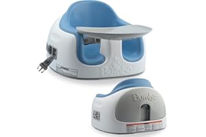 Bumbo 3-in-1 Baby Multi Seat Booster with Feeding Tray, 6-36 Months Old, Powder Blue - High Chair and Floor Seat Accessory for Babies, Infants, and Toddlers