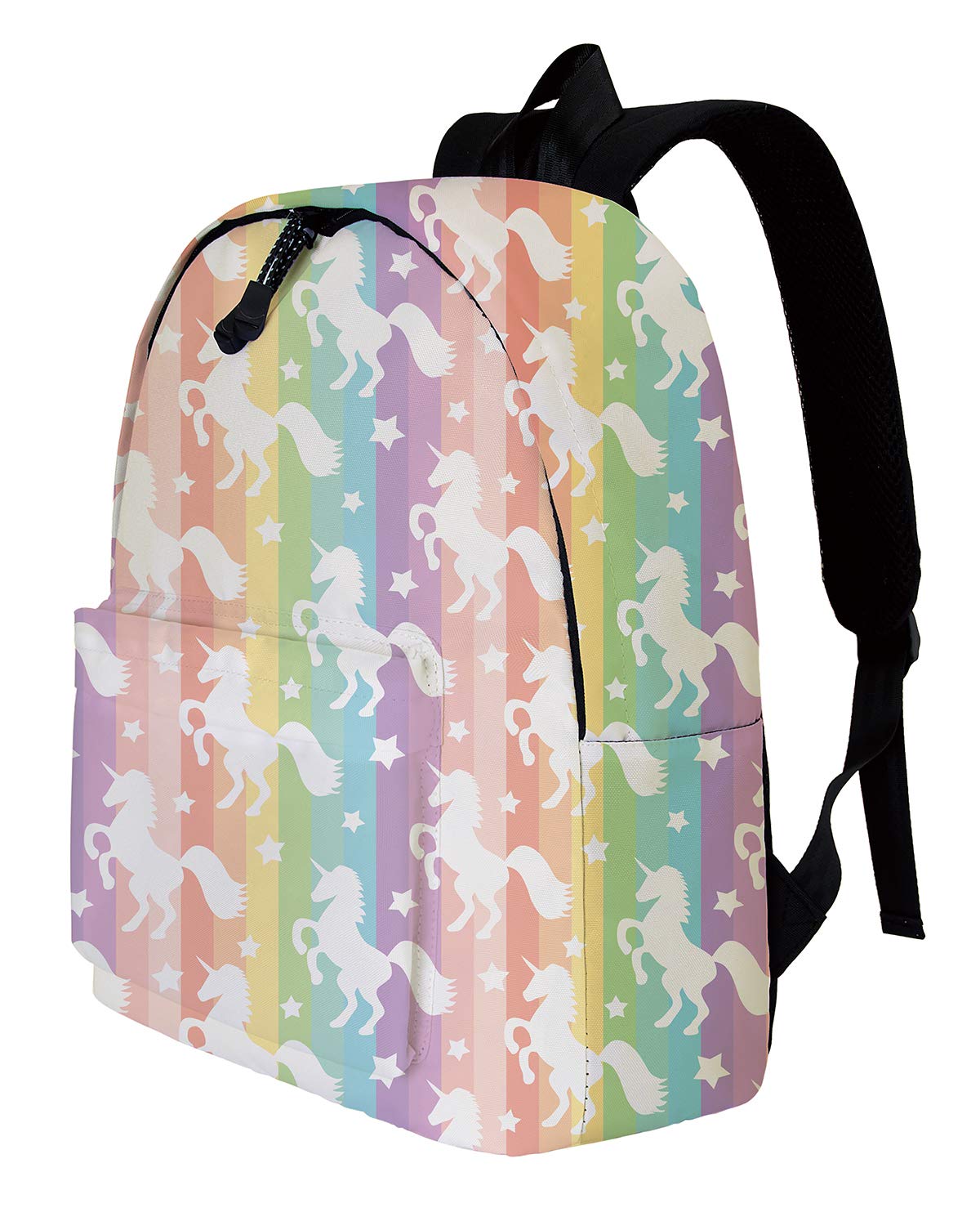 Trendy Funky Back Pack Heavy Duty Padded Knapsack Bag Vivid Colorful Rainbow Unicorn Female Kid Teens Teenage Little Girls Adorable Kid Themed Daypack For Primary Elementary School Kindergarten