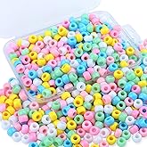 XIANNVXI Pastel Mixed 500pcs 9mm Barrel Acrylic Loose Beads for Crafts, Friendship Bracelets, Necklace, Hair Kandi
