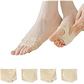 DUNKOING Lace Open Toe half Socks Womens Cushion Padded Toe Topper Socks for Heel Mule Sandals
