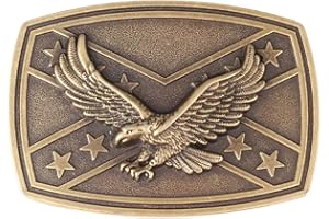 American Bald Eagle Belt Buckle for Men - Cross Rectangular Soaring Eagle Design