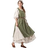 VIBNRIX Medieval Peasant Apron Women Renaissance Smock LARP Costume with Pockets Adjustable Side Tie Loose Fit