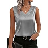 Zeagoo Women's Silk Satin Tank Tops V Neck Casual Camisoles Sleeveless Business Work Blouses Dressy Summer Shirts