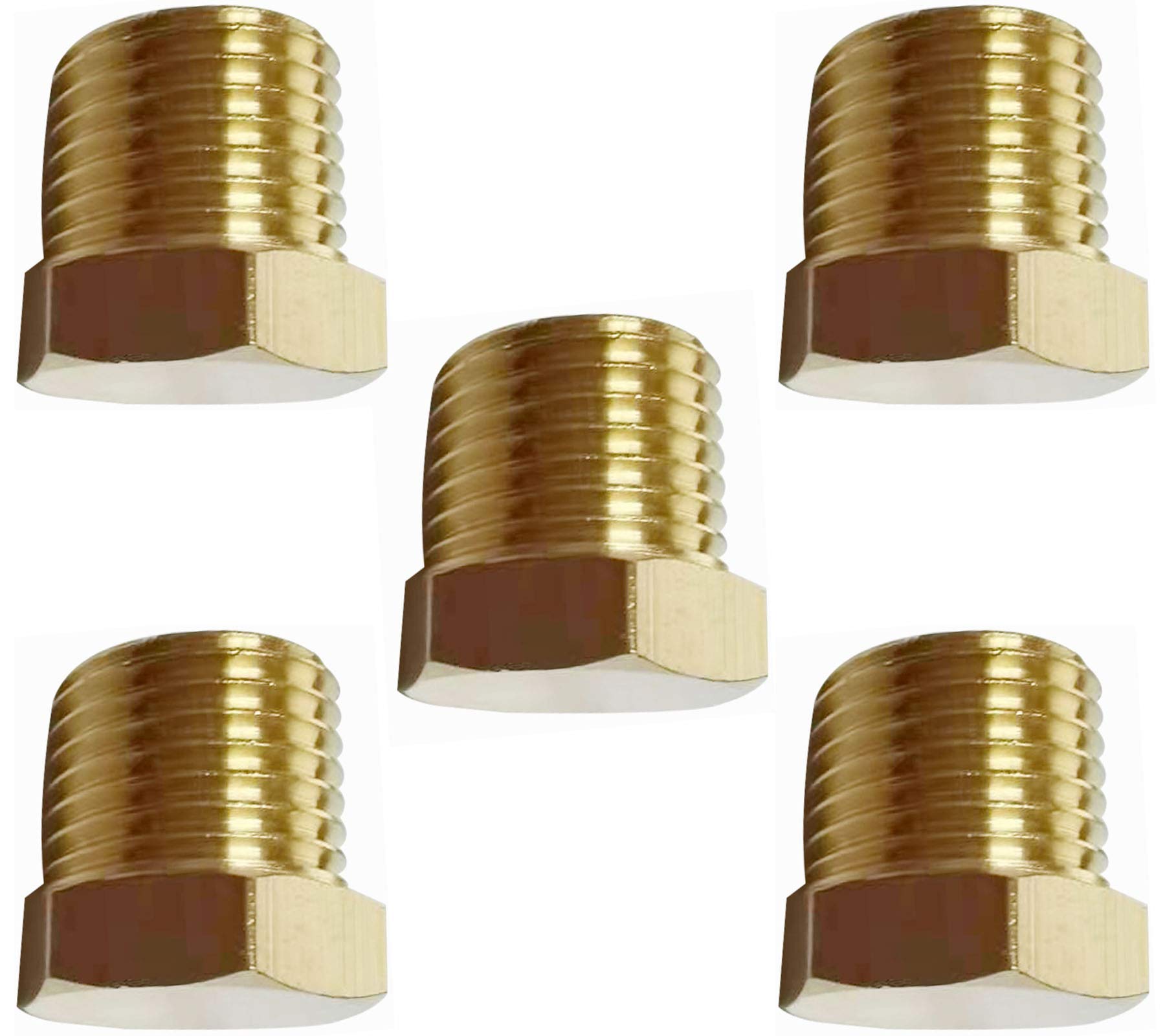 Photo 1 of YOUHO 3/8 Npt Adapter for Pipe Fittings, Brass Pipe Fitting 3/8" Hex Head Plug with Thread (5 Packs)