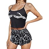 Zando Cute Pajama Sets for Women Summer Pajamas- 2 Piece Strawberry Print Sexy Cami Top and Shorts Pj Set