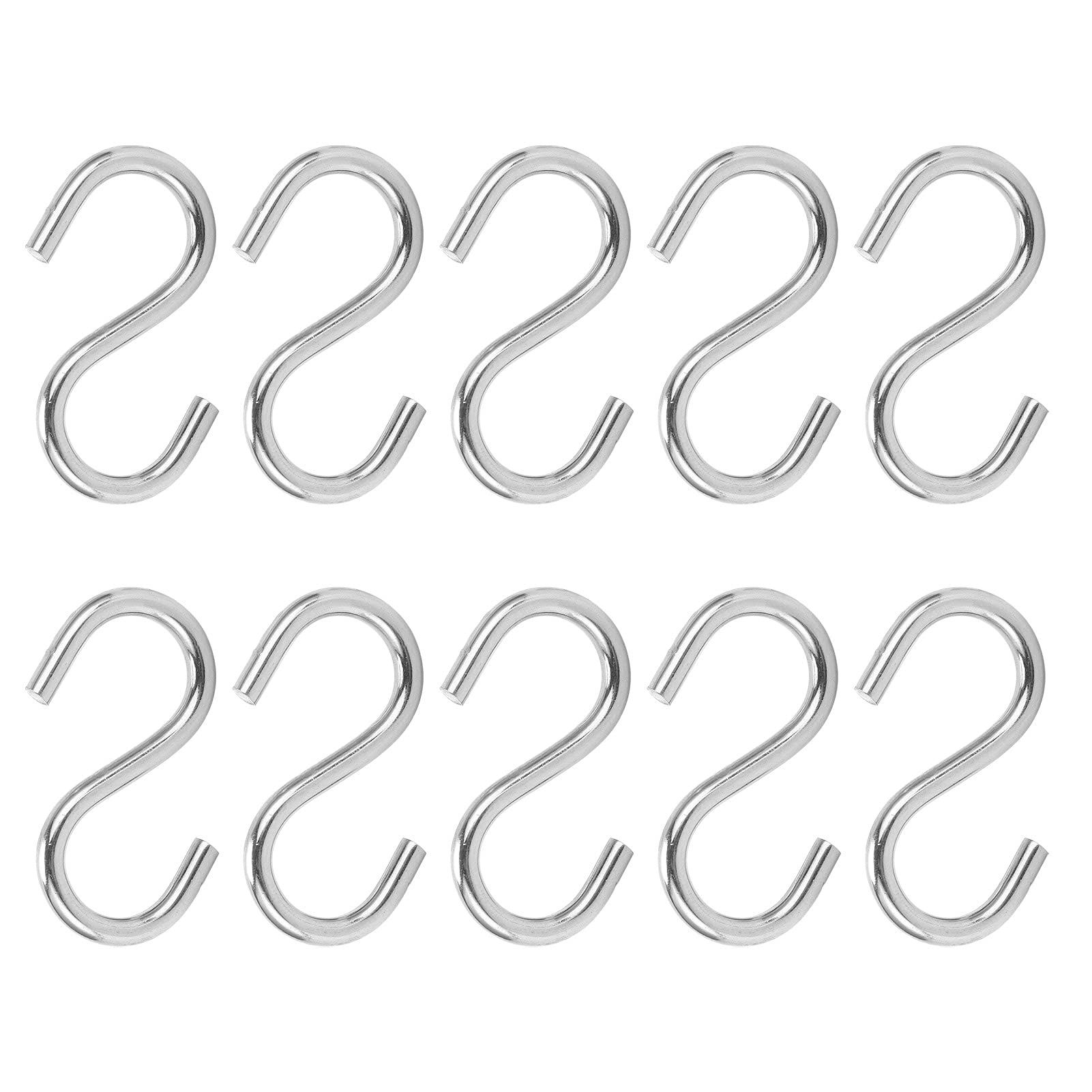 10 Pcs Hooks Heavy Duty, bearing 12kg Stainless Steel Hooks, S Shaped Hooks Metal for Hanging Pot, Pan, Cups, Plants, Bags, Jeans,Key Towel