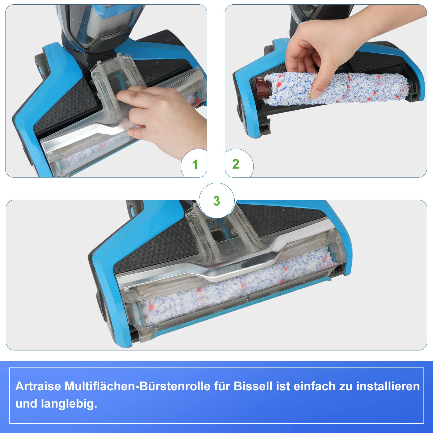 Artraise Filter für Bissell Crosswave - 3-in-1 Zubehör mit 2 Stück Ersatzfilter und 2 Stück Multiflächen Bürstenrolle für Modelle 1866, 17132 & 2225N 5