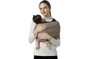 MISSWISDOM Baby Wraps Carrier, Baby Carrier Wrap Baby Wearing Wrap Newborn Wrap Carrier(7-30lbs), Baby Sling, Baby Carrier Sling for Newborn and Infant, Black+Brown