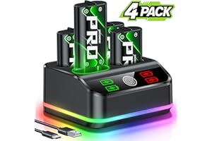 DINOSTRIKE GS for Xbox Battery Pack Rechargeable Compatible with Xbox Series X/S and Xbox One Controllers,4x4800mWh Battery Charger Station with Extended USB C Cable & LED Light