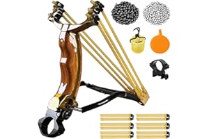 RCZZSUWE Professional Wrist-Braced Slingshots Set for Hunting, High Velocity Tactical Wrist Support Sling Shot with Ammo Balls & Replacement Bands (Target Practice Kit)