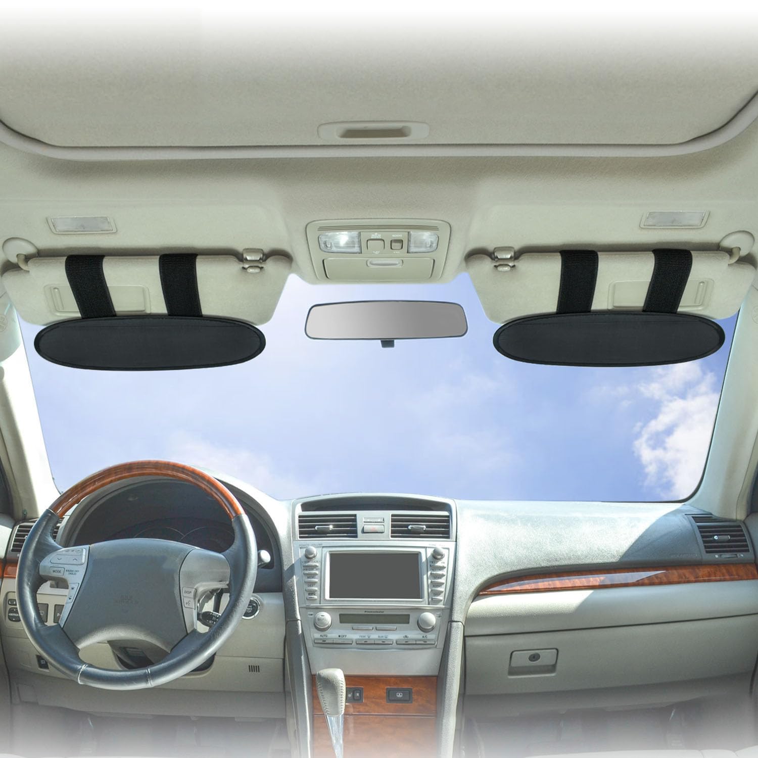 WANPOOL Anti-Glare Car Visor Sunshade Extender for Drivers and Front Seat Passengers (Silver) - 2 pieces