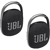 JBL 2 Pack Clip 4 Waterproof Wireless Audio Bluetooth Speaker Bundle (Black)