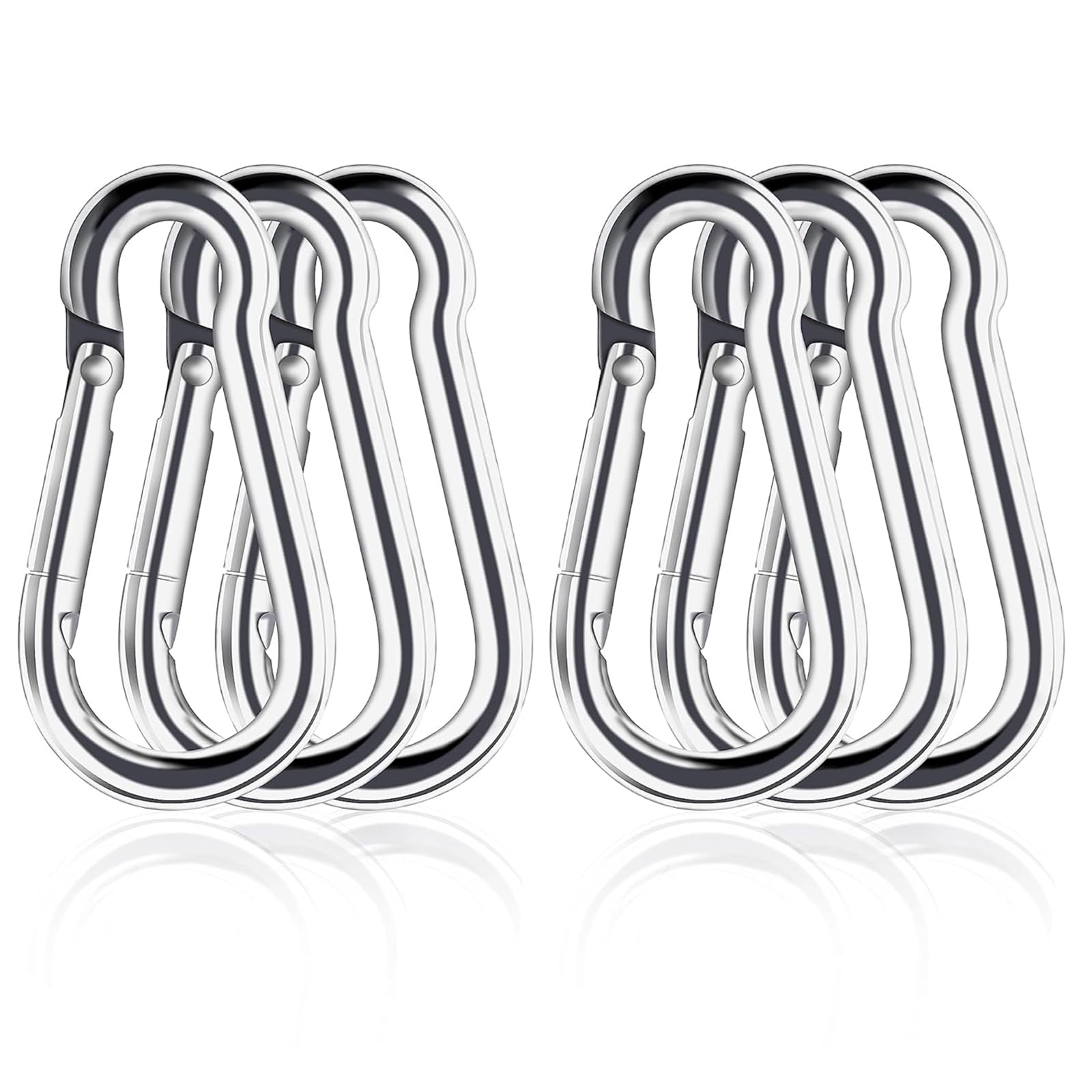 Luoqun88 Carabiner Heavy Duty 304 Stainless Steel M6 Carabiner Snap Hook Gauge Steel Carabine Swivel Spring Clip for Outdoor Hiking Camping Fishing (Not for Climbing 8PCS)
