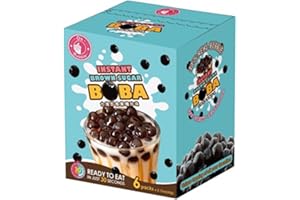 Orbitel O's Instant Brown Sugar Boba/Tapioca Pearls, Ready in 30 Seconds, 2.12 Oz, Pack of 6