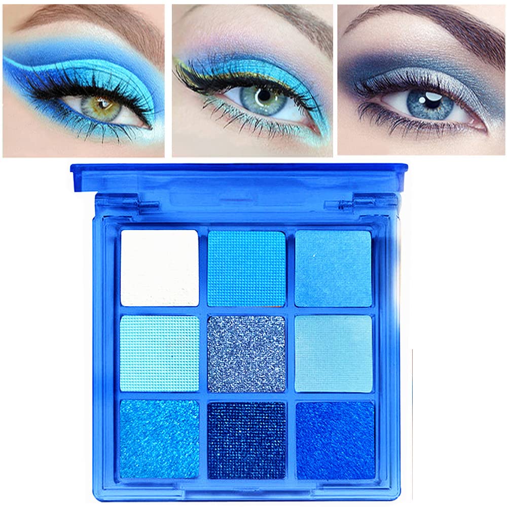 Blue Eyeshadow Palette, Glitter Eye shadow Makeup,Navy Roya Blue Glitter Eyeshadow Shiny Sparkle Shimmer Waterproof Pallete Make Up