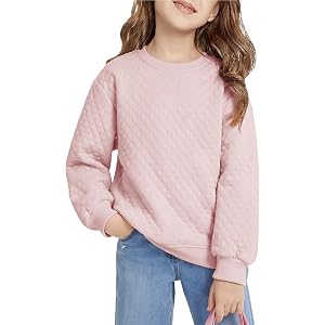 CharmWM Girls Oversized Sweatshirts Kids Casual Crew Neck Pullover Long Sleeve Tops For School Outfits