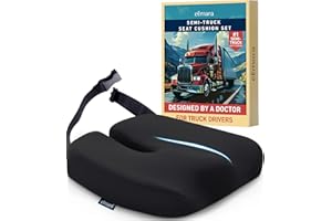 Elmara Doctor-Designed Semi-Truck Seat Cushion for Truck Driver – The Ultimate Comfort Solution for Long-Haul Drivers – Trucker Seat Cushion – Semi Truck Accessories (Black)