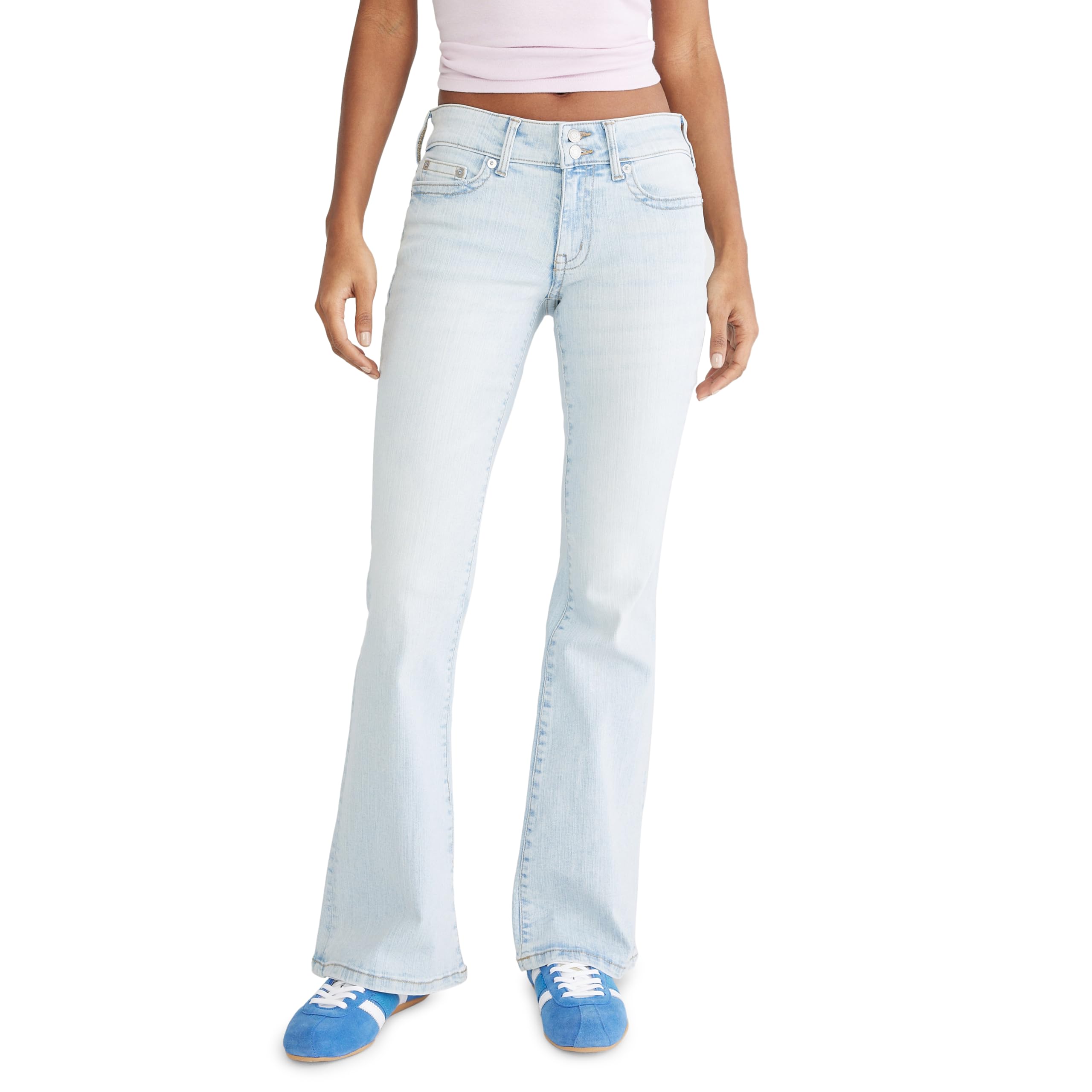 Aeropostale Women’s Low Rise Flare Jean, Light Wash