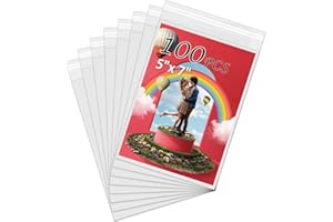 Somime 100 Pack 5 1/2 x 7 5/9 Inches Picture Sleeves Bags for 5x7 Mat Board, Acid-Free 5x7 Clear Plastic Sleeves