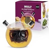 OTOTO 2-in-1 Glass Oil and Vinegar Cruet - Skull Oil Dispenser and Vinegar Bottle, Salad Dressing Dispenser, Bread Dipping, S