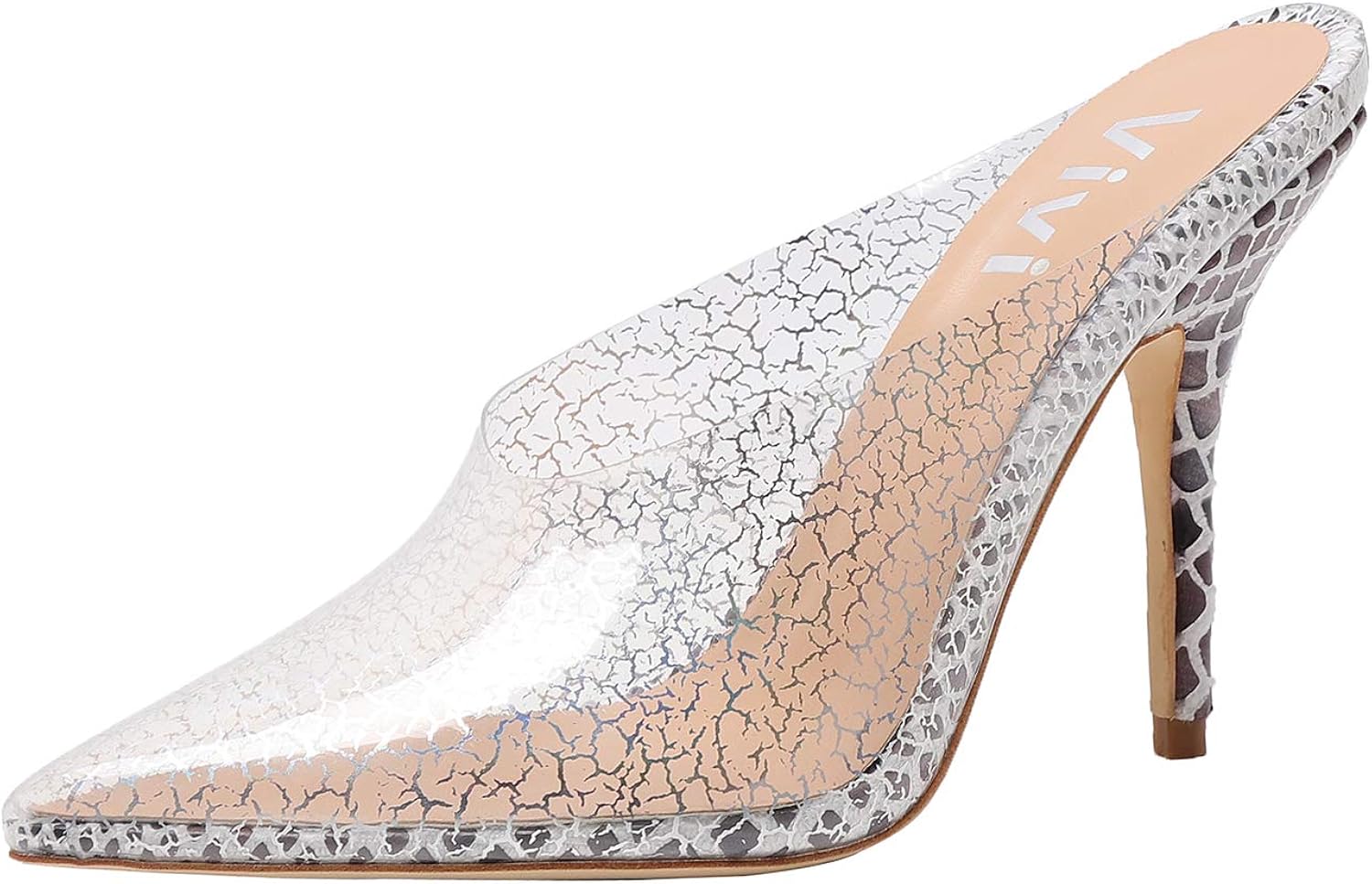 clear pointed toe mules