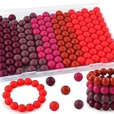 Kovict 150Pcs Silicone Beads 15mm Mix Color, Bulk Silicone Beads 15mm for Keychain Pens and Bracelet Making(Red)