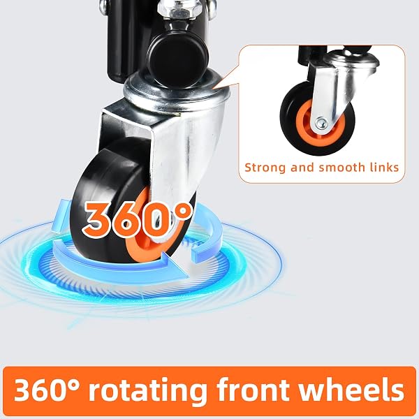 FOLDING HAND TRUCK,500LBS CAPACITY HEAVY DUTY CARRYING HAND CART,IRONTON STEEL HAND TRUCK WITH 4 ROTATE WHEELS,FOR LUGGAGE, MOVING, SHOPPING, OFFICE,TRAVEL USE(ORANGE)