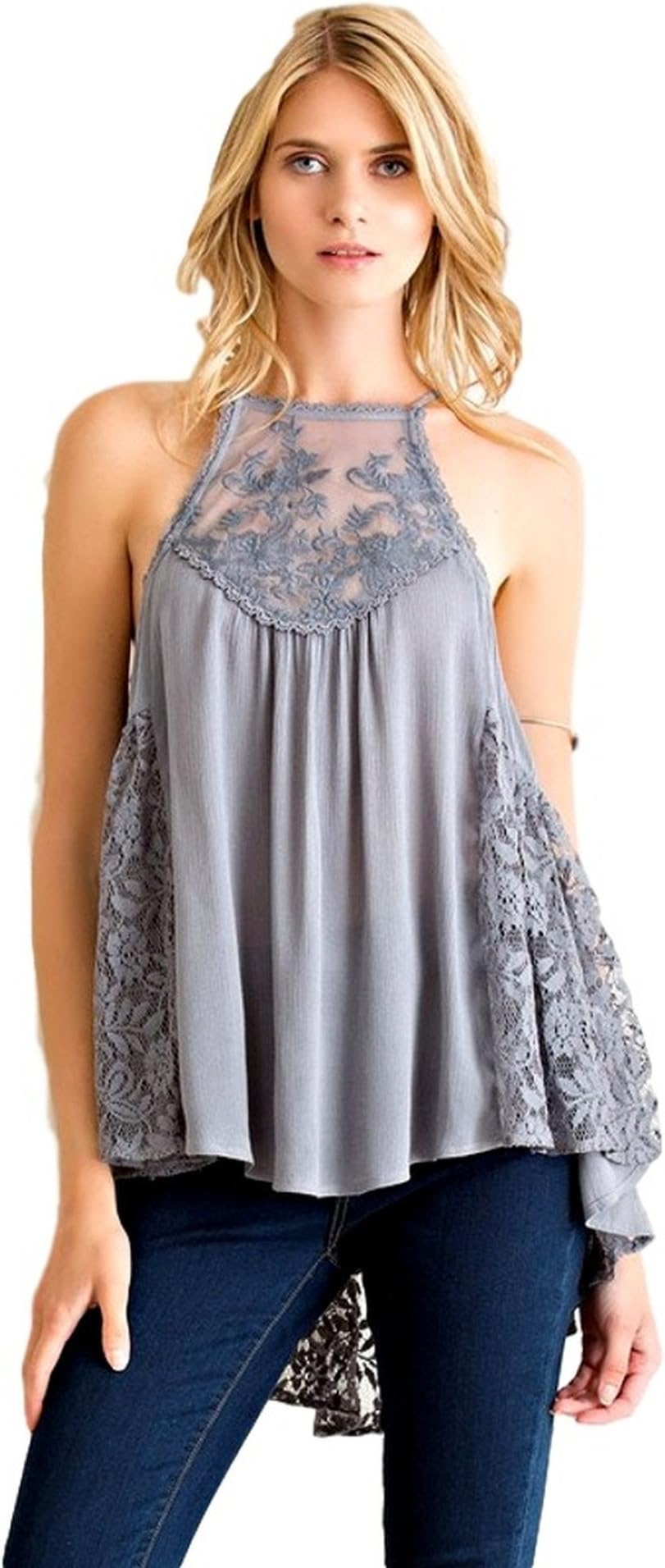 ENTRO Haltered Tank Top, D Blue - L