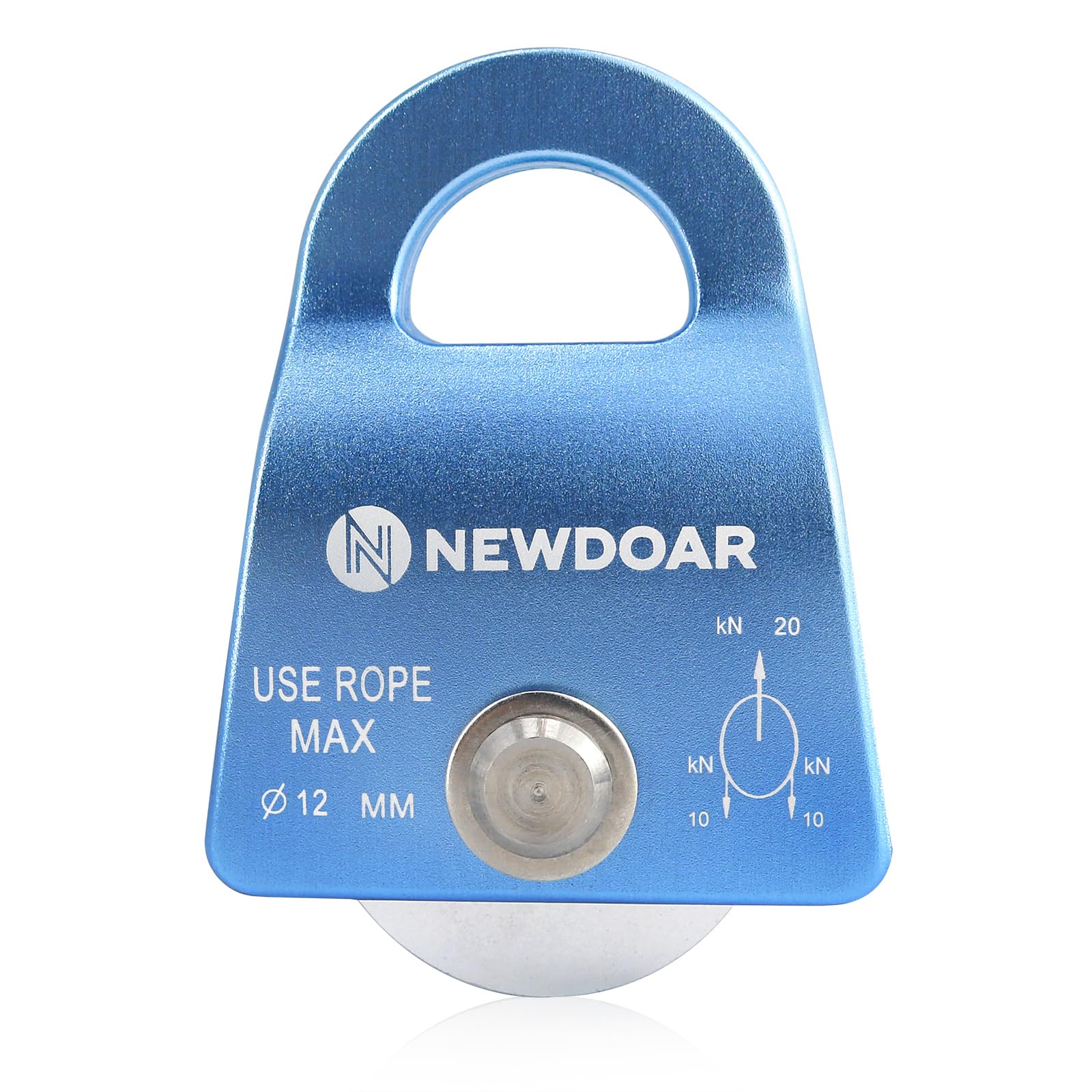 NewDoar CE Certified 20KN/4500lb Micro Mobile Single Pulley Max Rope 1/2'' for Climbing, Rescue Lifting,Hitch Tending- Blue 1Pcs