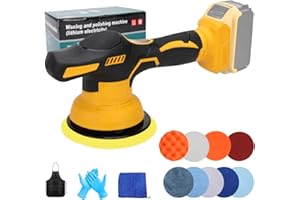 Car Buffer Polisher Cordless Compatible with Dewalt 20V Battery, 6 Inch Auto Polishing Machine with Attachments, 6 Speeds Orb