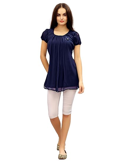 Womens Georgette tops(tops104_blue)