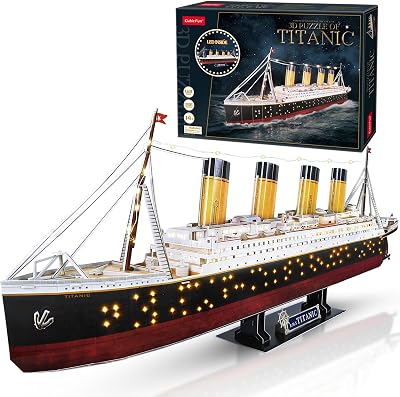 Puzzle 3D Titanic - LED Grande Maquetas de Barcos Juguetes Souvenirs Regalos Originales para Adultos y Adolescentes, 266 Piezas