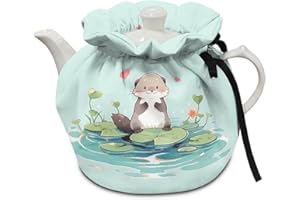 Xoenoiee Otter and Lotus Print Tea Cosy Cover Teapot Warmer Teapot Cover Tea Pot Decor Cover, Tea Cozy for Kitchen Home Tea Pot Tea Kettle Quilt
