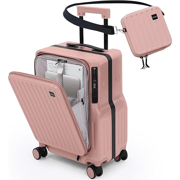 Pink Suitcase Nobl Travel Carry On Luggage, Noble Zipperless