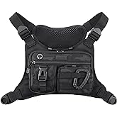 DEYACE Chest Bag For Men, Tactical Inspired Sports Utility Chest Pack, EDC Pouch Bag With Built-In Phone Holder for Workouts, Running, Cycling, Black
