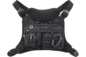 DEYACE Chest Bag For Men, Tactical Inspired Sports Utility Chest Pack, EDC Pouch Bag With Built-In Phone Holder for Workouts, Running, Cycling, Black