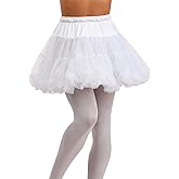 Womens Short White Costume Petticoat Skirt for Halloween, Cosplay, or Dance Outfits with Mesh Tricot Fabric