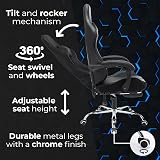 Neo Leather Gaming Chair with Footrest, Massage & Adjustable Height - Blue view 4