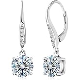 wowshow Moissanite Earrings Leverback Earrings for Women 925 Sterling Silver 3ct 4ct Moissanite Dangle Drop Earrings for Women Birthday Mom Gifts with Certificate of Authenticity