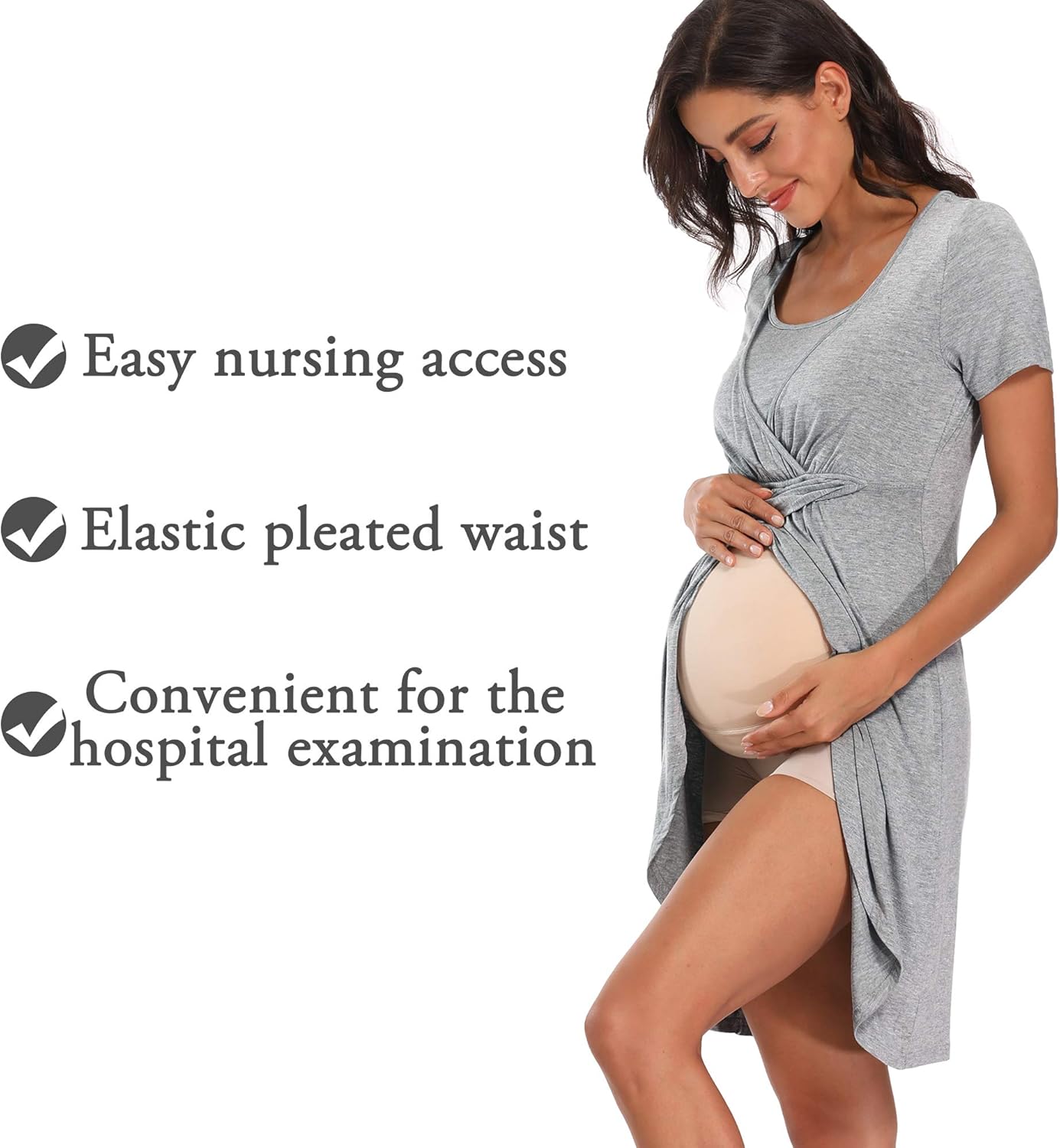 POSHGLAM Women's 3in1 Labor/Delivery/Nursing Nightgown Maternity Hospital Gown Breastfeeding Sleepwear at  Women’s Clothing store