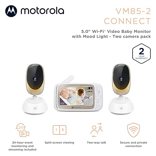 Motorola Nursery VM85-2 Connect WiFi 2-Camera Baby Monitor, 1000ft