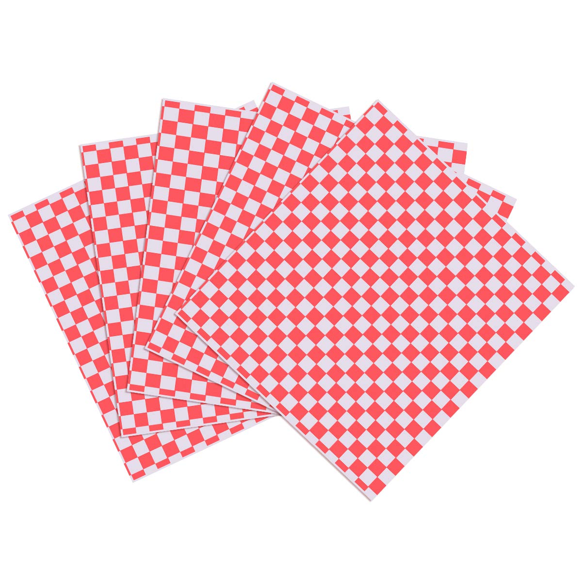 OUNONA - 100 Sheets Chequered Liner and Food Wrap Paper, Grease-Resistant, Wrap for Sandwiches and Hamburgers, Red and White