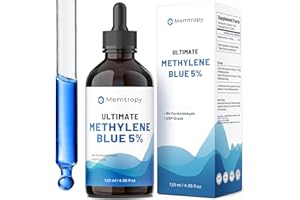 MEMTROPY Methylene Blue Pharmaceutical Grade 4.06 fl oz (120 mL), 99% Purity Supplement for Humans, Formaldehyde-Free, Alcohol-Free, Glass Bottle