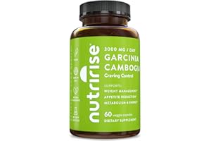 NutriRise Pure Garcinia Cambogia Extract with 80% HCA, Supports Weight Management, Appetite Control, Energy Metabolism Carb Blocker Supplement for Men & Women, Gluten Free, 60 Count