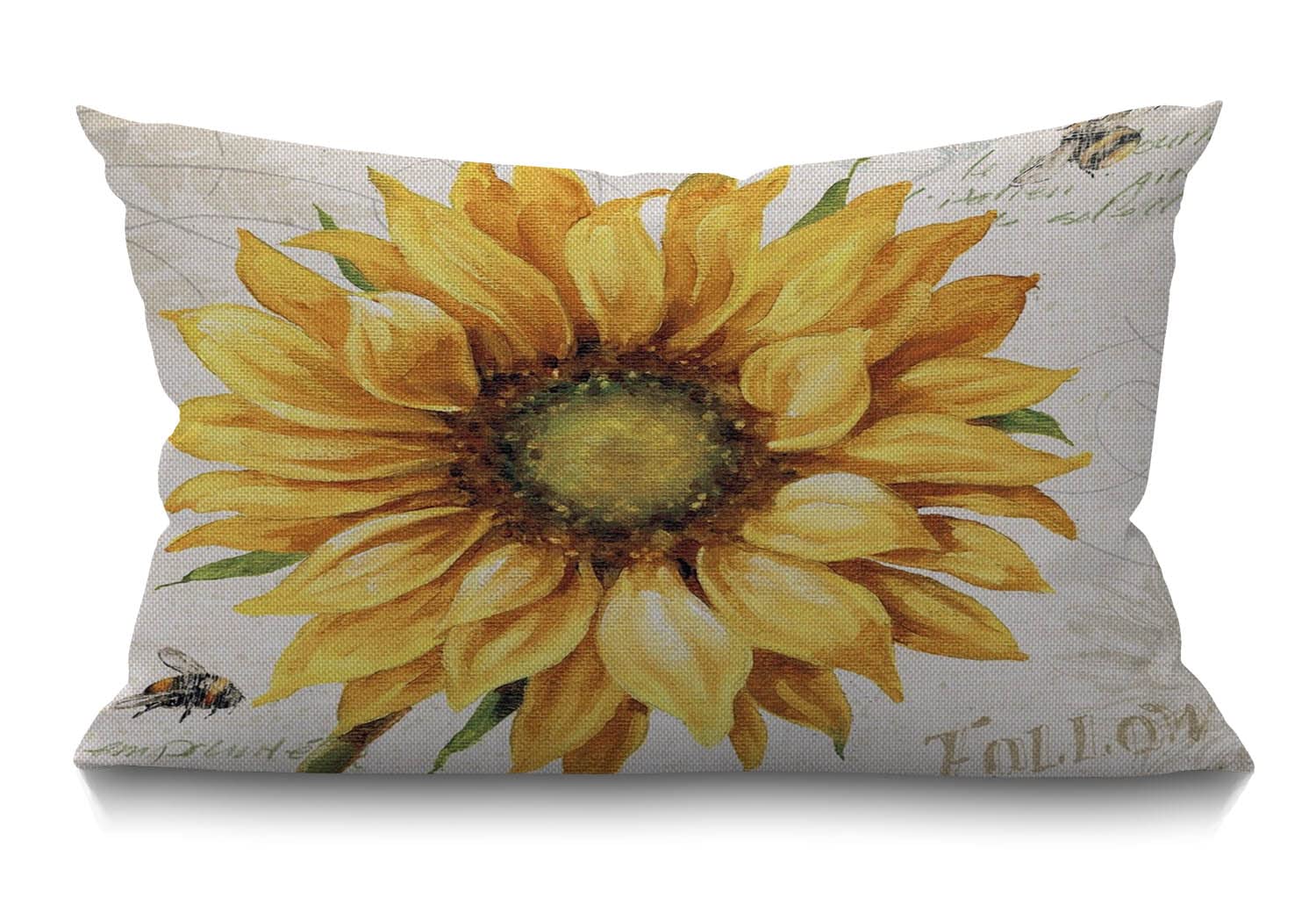 BGBDEIA Sunflower Cushion Cover Vintage Sunflower with Retro Design Cotton Linen Decorative Rectangular Throw Pillow Cover Pillowcase for Sofa and Bed Couch 12"X20" 30 x 50 cm