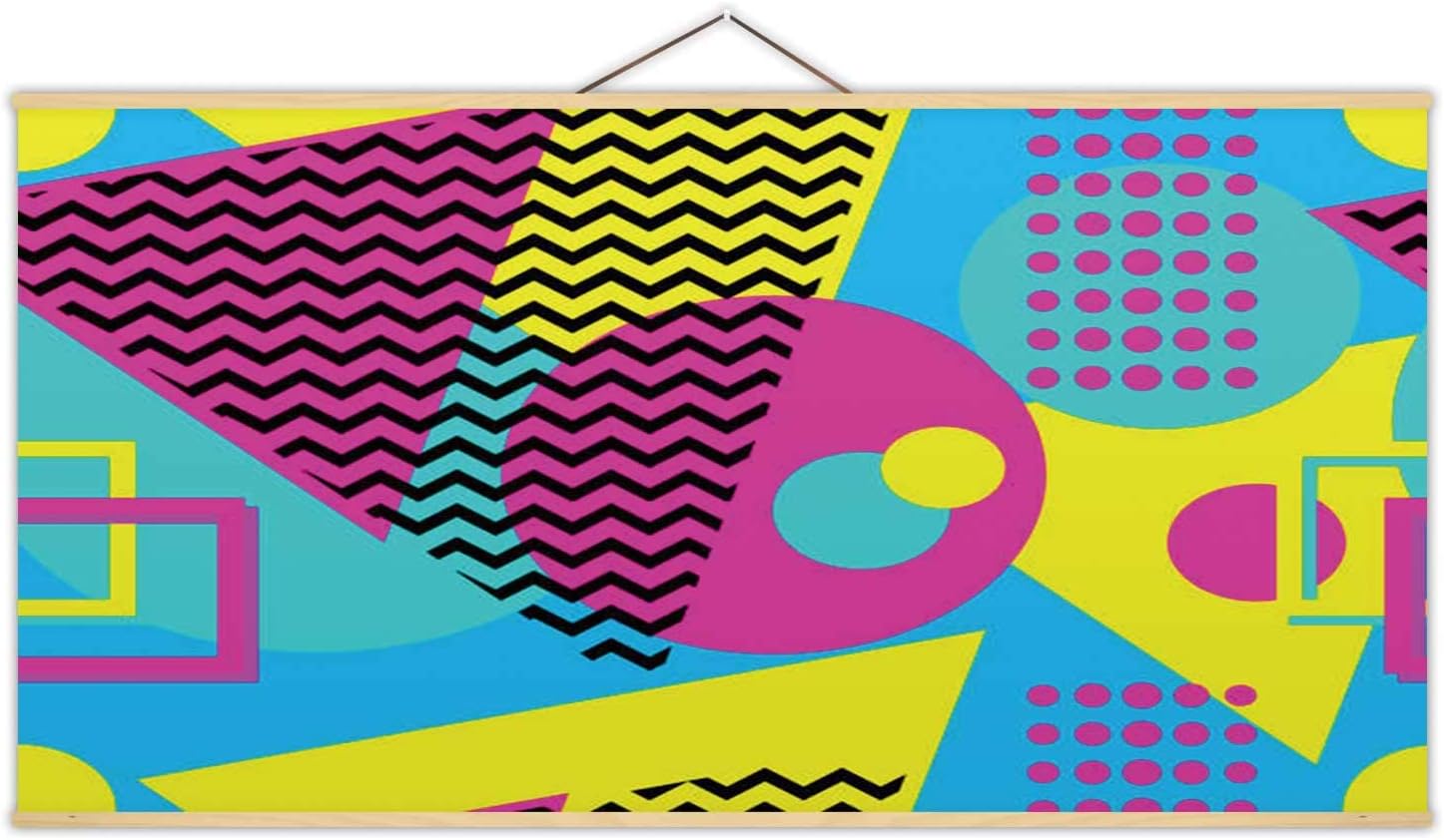 Hitecera Seamless Pattern with Geometric Elements in The Style of 80S.Points and Dotted Lines.Vector Illustration 1980-1989,Canvas Poster 1990-1999 for Wall 24X12In