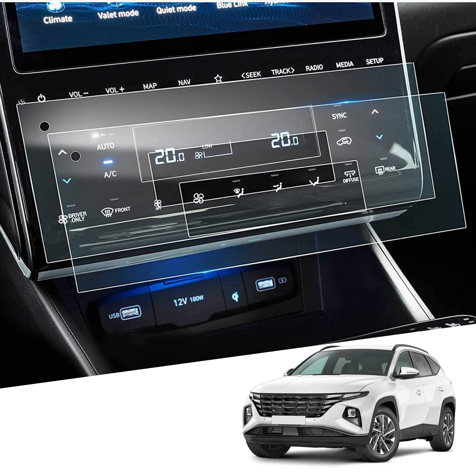 GAFAT [Pack of 2] Hyunda-i Tucson NX4 2021-2023 2024 Air Conditioning Protective Film, Nano Screen Protector Tucson 2023 2022, Compatible with Hyundai Tucson Accessories, Shockproof, 6H Anti-Scratch