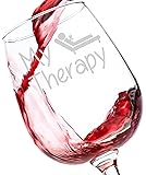 My Therapy Funny Wine Glass 13 oz - Best Birthday Gifts For Women - Unique Gift For Her - Novelty Christmas Present Idea For Mom, Wife, Girlfriend, Sister, Friend, Boss, Coworker, Adult Daughter